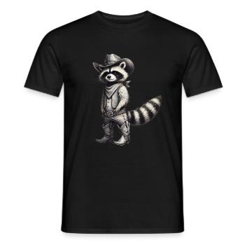 Cowboy Raccoon Vintage Western Art - Men's T-Shirt - black - Front - AI Model Male 178 light (178cm)