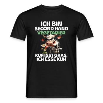 Second Hand Vegetarian - Men's T-Shirt - black - Front - AI Model Male 178 light (178cm)