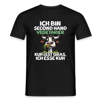 Second Hand Vegetarian - Men's T-Shirt - black - Front - AI Model Male 178 light (178cm)