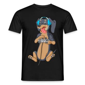 T-shirt Dachshund Gamer - T-shirt homme - noir - Devant - AI Model Male 178 light (178cm)
