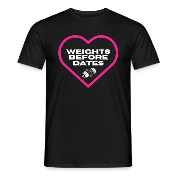 Gewichte Vor Verabredungen Motivation T-Shirt - Männer T-Shirt - Schwarz - Vorne - AI Model Male 178 light (178cm)