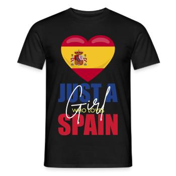 Heart Flag Spain Love Motif - Men's T-Shirt - black - Front - AI Model Male 178 light (178cm)