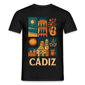 Cadix Mosaïque Côte et Musique - T-shirt homme - noir - Devant - AI Model Male 178 light (178cm)