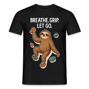 Zen Faultier: Grip Let Go Klettern - Männer T-Shirt - Schwarz - Vorne - AI Model Male 178 light (178cm)