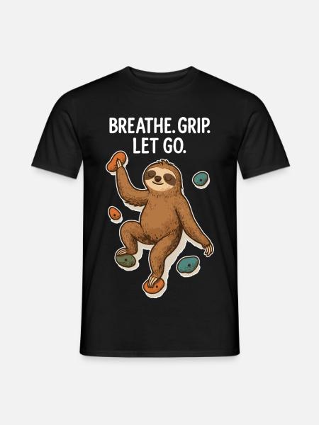 Zen Sloth: Grip Let Go Climbing - Men's T-Shirt - black