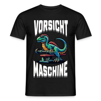 Gym Shirt – Vorsicht Maschine - Männer T-Shirt - Schwarz - Vorne - AI Model Male 178 light (178cm)