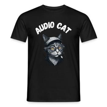 Audio Cat - Männer T-Shirt - Schwarz - Vorne - AI Model Male 178 light (178cm)
