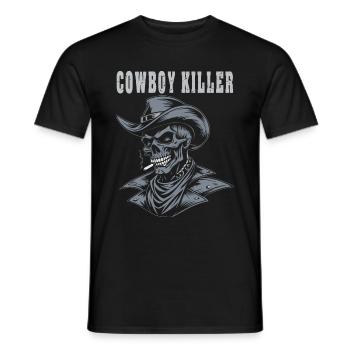 Cowboy Killer Skull Tee Western Totenkopf Design - Men's T-Shirt - black - Front - AI Model Male 178 light (178cm)