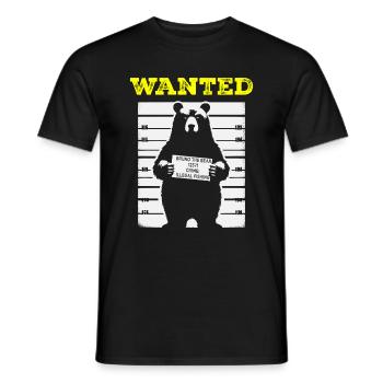 Recherché : Ours brun hors-la-loi - T-shirt homme - noir - Devant - AI Model Male 178 light (178cm)
