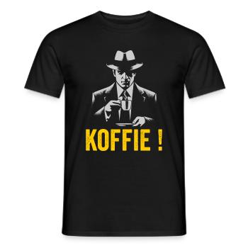 Coffee ganster-style construction worker spell - Men's T-Shirt - black - Front - AI Model Male 178 light (178cm)