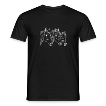 Hand drawn horses heads, illustration, rider - Men's T-Shirt - black - Front - AI Model Male 178 light (178cm)