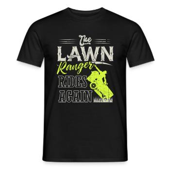 We Ride At Dawn Dad Lawn Mower Make Laugh Day Yard - Männer T-Shirt - Schwarz - Vorne - AI Model Male 178 light (178cm)