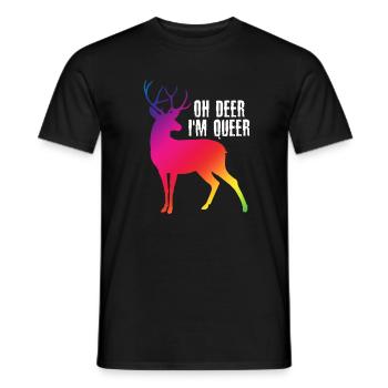 Oh Deer I'm Queer – LGBT Deer Gay Pride - Men's T-Shirt - black - Front - AI Model Male 178 light (178cm)