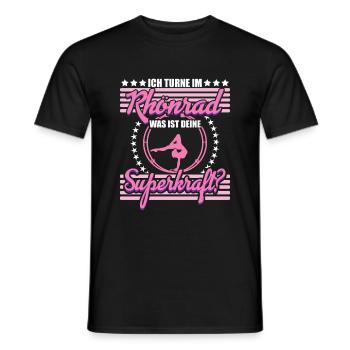 Ich turne im Rhönrad Rhönradturnerin Röhnrad - Männer T-Shirt - Schwarz - Vorne - AI Model Male 178 light (178cm)
