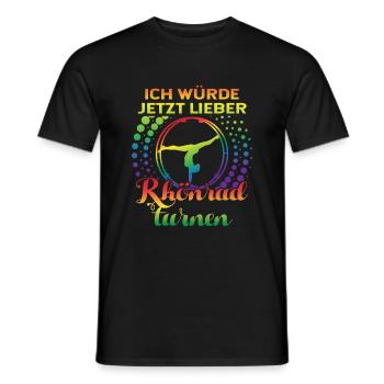 Ich würde jetzt lieber Rhönrad Rhönradturnerin - Männer T-Shirt - Schwarz - Vorne - AI Model Male 178 light (178cm)