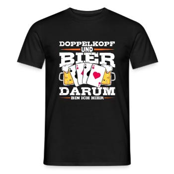 Doppelkopf und Bier darum bin ich hier Kartenspiel - Männer T-Shirt - Schwarz - Vorne - AI Model Male 178 light (178cm)