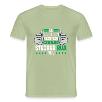 Voici à quoi ressemble un vrai Bua de Styrie de Styrie - T-shirt homme - vert sauge - Devant - AI Model Male 178 light (178cm)