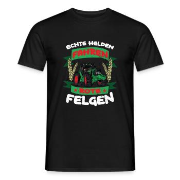 Echte Helden fahren rote Felgen - Männer T-Shirt - Schwarz - Vorne - AI Model Male 178 light (178cm)
