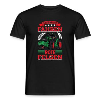Echte Helden fahren rote Felgen - Männer T-Shirt - Schwarz - Vorne - AI Model Male 178 light (178cm)