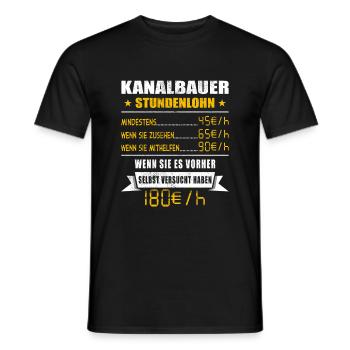 Kanalbauer Stundenlohn Tiefbauer - Männer T-Shirt - Schwarz - Vorne - AI Model Male 178 light (178cm)