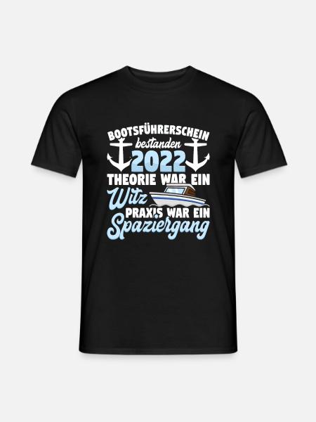 Bootsführerschein bestanden 2022 Kapitän Sportboot - Männer T-Shirt - Schwarz