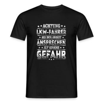LKW-Fahrer Achtung Lastkraftwagen bei Arbeit - Männer T-Shirt - Schwarz - Vorne - AI Model Male 178 light (178cm)