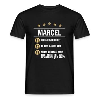 Marcel Habe immer Recht Namenstag - Männer T-Shirt - Schwarz - Vorne - AI Model Male 178 light (178cm)