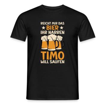 Reicht mir das Bier Timo Saufen Namen - Männer T-Shirt - Schwarz - Vorne - AI Model Male 178 light (178cm)