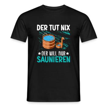 Sauna Schwitz Aufguss Saunakilt Bademantel - Männer T-Shirt - Schwarz - Vorne - AI Model Male 178 light (178cm)