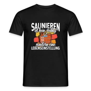 Sauna Schwitz Aufguss Saunakilt Bademantel - Männer T-Shirt - Schwarz - Vorne - AI Model Male 178 light (178cm)