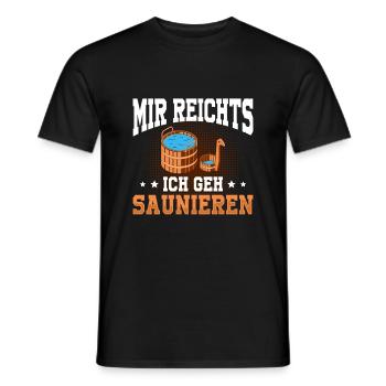 Sauna Schwitz Aufguss Saunakilt Bademantel - Männer T-Shirt - Schwarz - Vorne - AI Model Male 178 light (178cm)