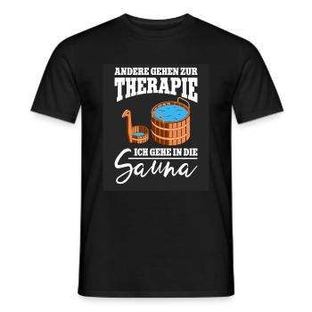 Sauna Schwitz Aufguss Saunakilt Bademantel - Männer T-Shirt - Schwarz - Vorne - AI Model Male 178 light (178cm)