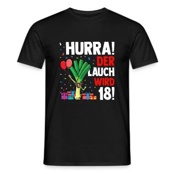 Hurra der Lauch wird 18 - Männer T-Shirt - Schwarz - Vorne - AI Model Male 178 light (178cm)