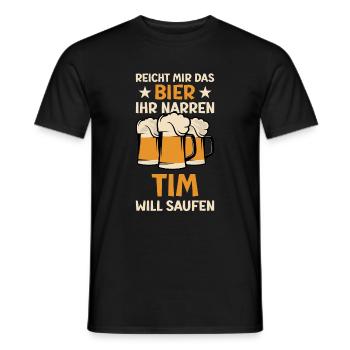 Reicht mir das Bier Tim Saufen Namen - Männer T-Shirt - Schwarz - Vorne - AI Model Male 178 light (178cm)