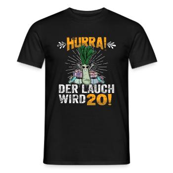 Hurra der Lauch wird 20 - Männer T-Shirt - Schwarz - Vorne - AI Model Male 178 light (178cm)