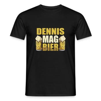 Dennis mag Bier Name Geburtstag - Männer T-Shirt - Schwarz - Vorne - AI Model Male 178 light (178cm)