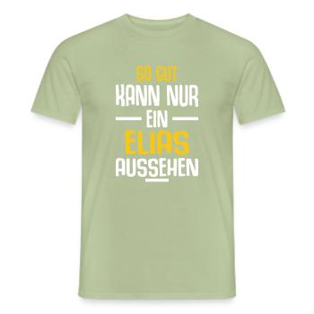 Elias Vorname Name Geburtstag - Männer T-Shirt - Sage - Vorne - AI Model Male 178 light (178cm)