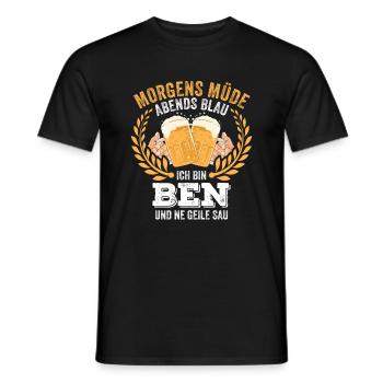 Ben Vorname Name Geburtstag Bier saufen - Männer T-Shirt - Schwarz - Vorne - AI Model Male 178 light (178cm)