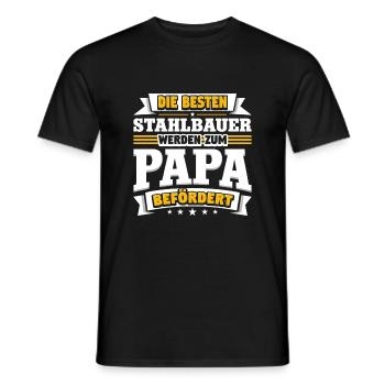 Stahlbauer werden zum Papa befördert - Männer T-Shirt - Schwarz - Vorne - AI Model Male 178 light (178cm)