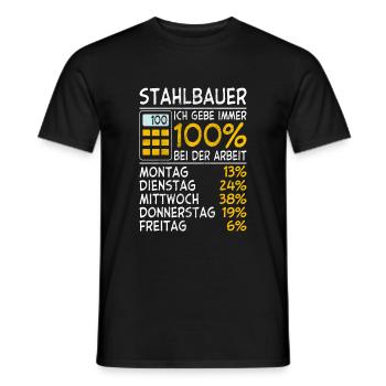 Stahlbauer Ich gebe immer 100% bei der Arbeit Lohn - Männer T-Shirt - Schwarz - Vorne - AI Model Male 178 light (178cm)