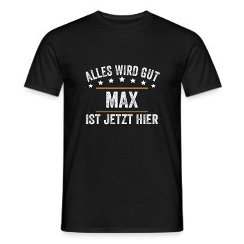 Max Vorname Name Geburtstag - Männer T-Shirt - Schwarz - Vorne - AI Model Male 178 light (178cm)