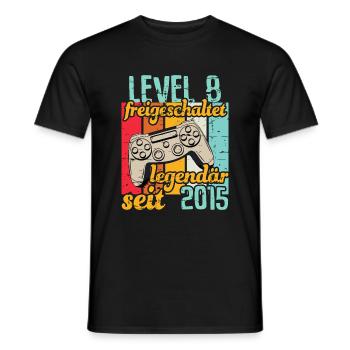 Level 8 freigeschaltet legendär seit 2015 - Männer T-Shirt - Schwarz - Vorne - AI Model Male 178 light (178cm)