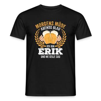 Erik Vorname Name Geburtstag Bier saufen - Männer T-Shirt - Schwarz - Vorne - AI Model Male 178 light (178cm)