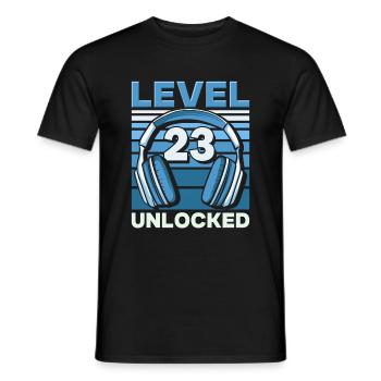 Niveau 23 Jeu d’anniversaire de jeu débloqué - T-shirt homme - noir - Devant - AI Model Male 178 light (178cm)