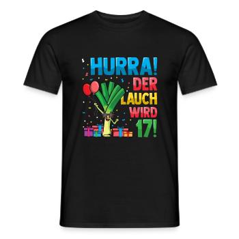 Hurra der Lauch wird 17 - Männer T-Shirt - Schwarz - Vorne - AI Model Male 178 light (178cm)