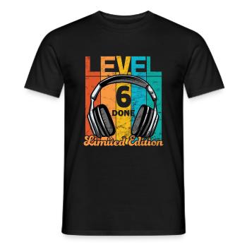 Gaming Geburtstag 6 Jahre Level 6 Complete - Männer T-Shirt - Schwarz - Vorne - AI Model Male 178 light (178cm)