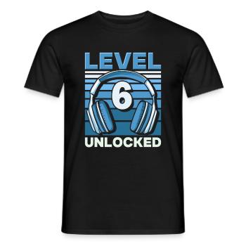 Level 6 Unlocked Gaming Geburtstag Gamer - Männer T-Shirt - Schwarz - Vorne - AI Model Male 178 light (178cm)