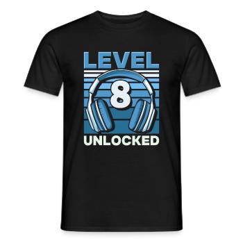 Joueur d’anniversaire de jeu de niveau 8 débloqué - T-shirt homme - noir - Devant - AI Model Male 178 light (178cm)
