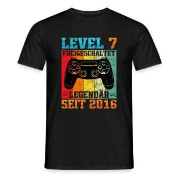 Gaming Geburtstag 2016 Level 7 - Männer T-Shirt - Schwarz - Vorne - AI Model Male 178 light (178cm)