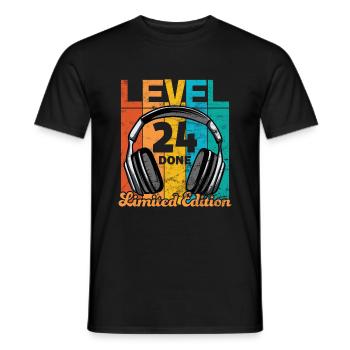 Gaming Birthday 24 Years Level 24 Complete - Men's T-Shirt - black - Front - AI Model Male 178 light (178cm)